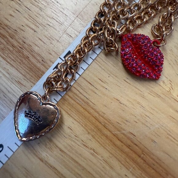 Juicy Couture Layered Necklace With Heart & Lips Charms In Rose Gold-Tone Metal - Picture 7 of 9